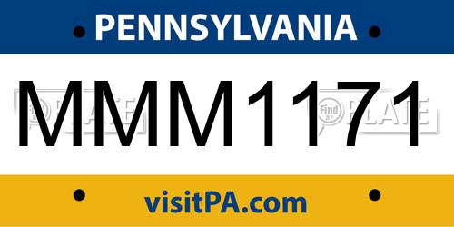 MMM1171 Pennsylvania License Plate
