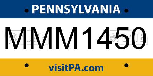 MMM1450 Pennsylvania License Plate