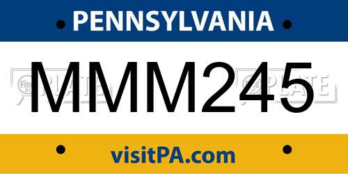 MMM245 Pennsylvania License Plate