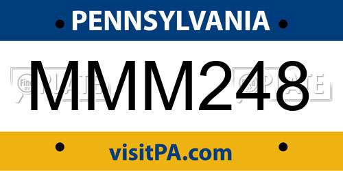 MMM248 Pennsylvania License Plate