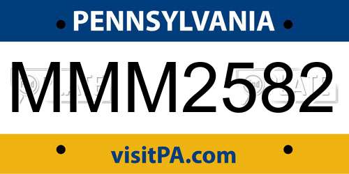 MMM2582 Pennsylvania License Plate
