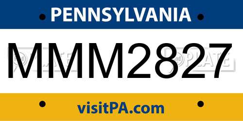 MMM2827 Pennsylvania License Plate