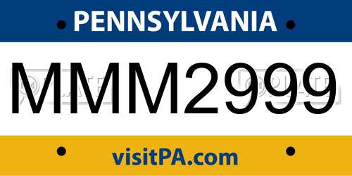 MMM2999 Pennsylvania License Plate