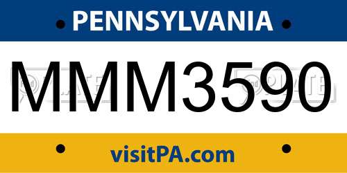 MMM3590 Pennsylvania License Plate