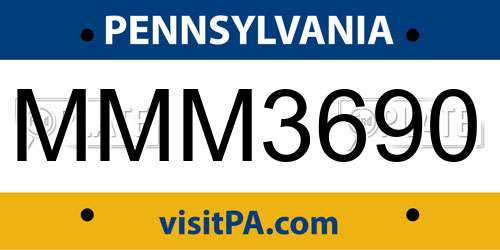 MMM3690 Pennsylvania License Plate