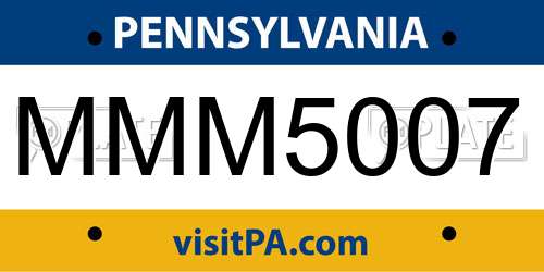 MMM5007 Pennsylvania License Plate