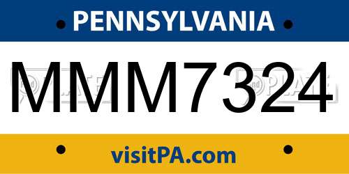 MMM7324 Pennsylvania License Plate