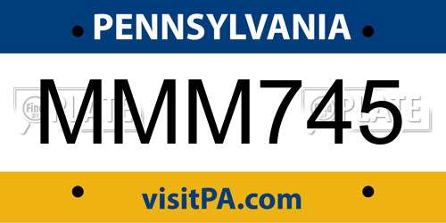 MMM745 Pennsylvania License Plate