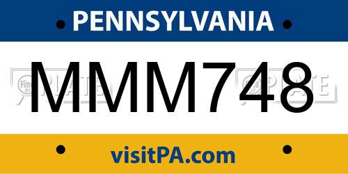 MMM748 Pennsylvania License Plate
