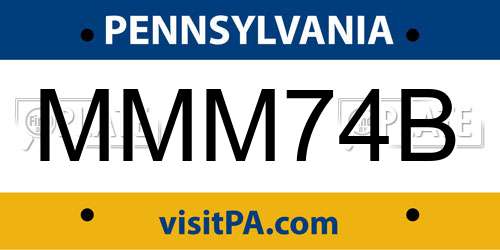 MMM74B Pennsylvania License Plate