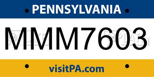 MMM7603 Pennsylvania License Plate