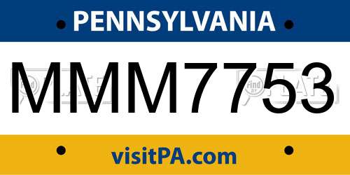MMM7753 Pennsylvania License Plate