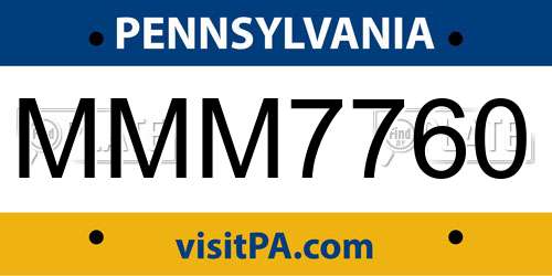 MMM7760 Pennsylvania License Plate