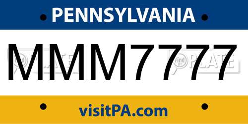 MMM7777 Pennsylvania License Plate