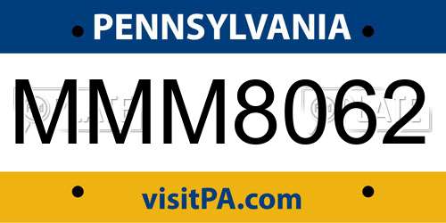 MMM8062 Pennsylvania License Plate