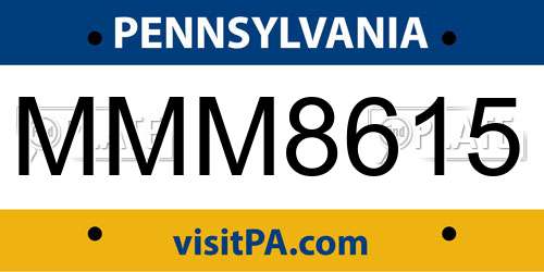 MMM8615 Pennsylvania License Plate
