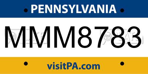MMM8783 Pennsylvania License Plate