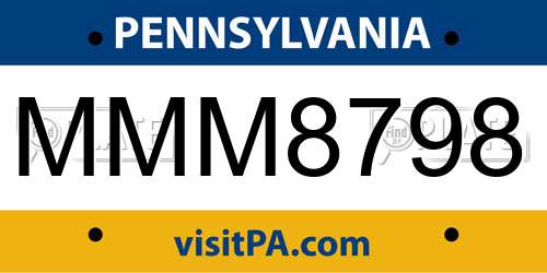 MMM8798 Pennsylvania License Plate