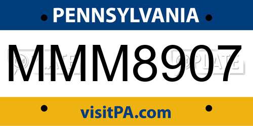 MMM8907 Pennsylvania License Plate