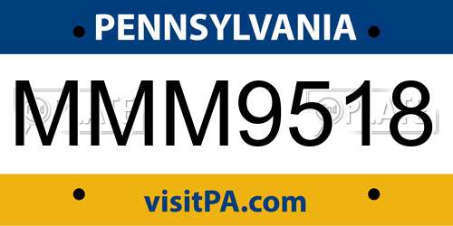 MMM9518 Pennsylvania License Plate