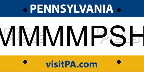 MMMMPSH Pennsylvania License Plate