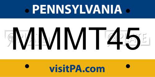 MMMT45 Pennsylvania License Plate