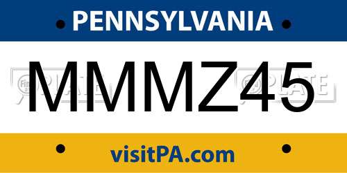MMMZ45 Pennsylvania License Plate