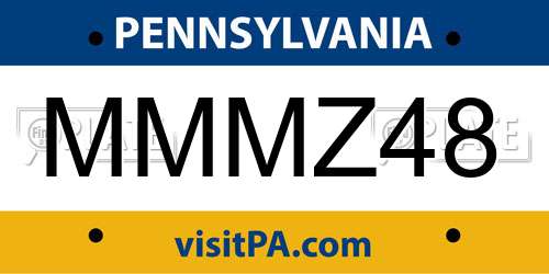 MMMZ48 Pennsylvania License Plate