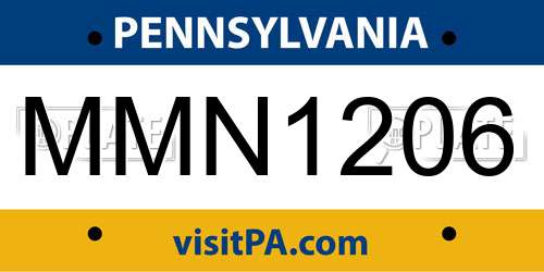MMN1206 Pennsylvania License Plate