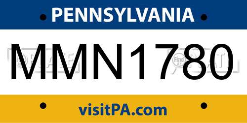 MMN1780 Pennsylvania License Plate