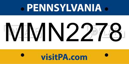MMN2278 Pennsylvania License Plate
