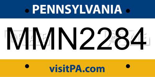 MMN2284 Pennsylvania License Plate