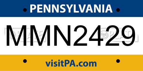 MMN2429 Pennsylvania License Plate