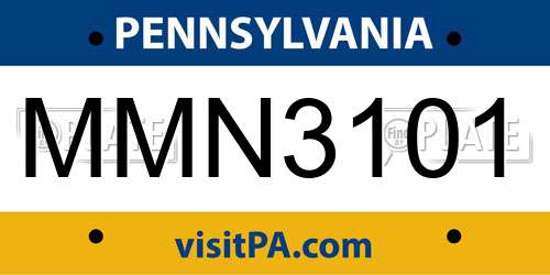 MMN3101 Pennsylvania License Plate