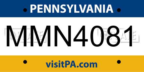 MMN4081 Pennsylvania License Plate