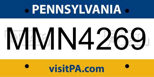 MMN4269 Pennsylvania License Plate
