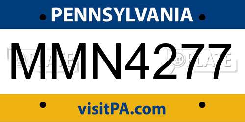 MMN4277 Pennsylvania License Plate