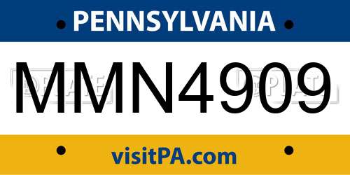 MMN4909 Pennsylvania License Plate