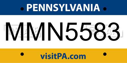 MMN5583 Pennsylvania License Plate