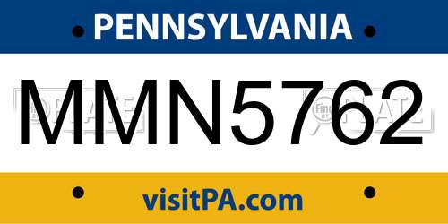 MMN5762 Pennsylvania License Plate