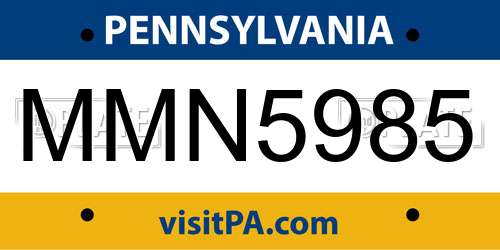 MMN5985 Pennsylvania License Plate