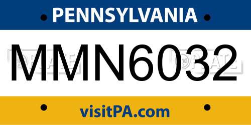 MMN6032 Pennsylvania License Plate