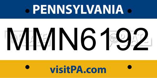 MMN6192 Pennsylvania License Plate