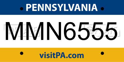 MMN6555 Pennsylvania License Plate