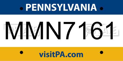 MMN7161 Pennsylvania License Plate