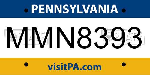 MMN8393 Pennsylvania License Plate