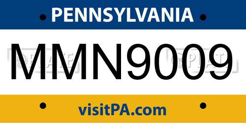 MMN9009 Pennsylvania License Plate