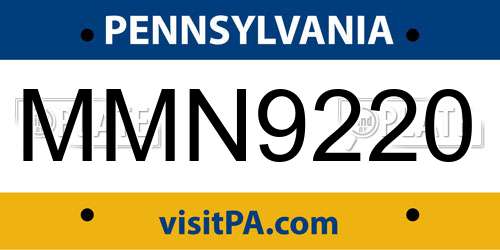 MMN9220 Pennsylvania License Plate