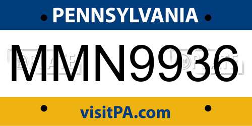 MMN9936 Pennsylvania License Plate