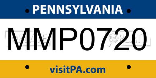 MMP0720 Pennsylvania License Plate